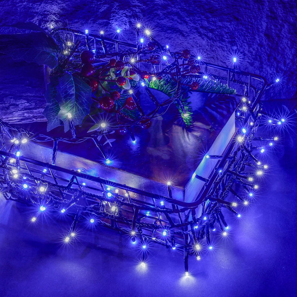 AWQ 500 LED 49FT Christmas Cluster Lights IP44 String Light Blue and White