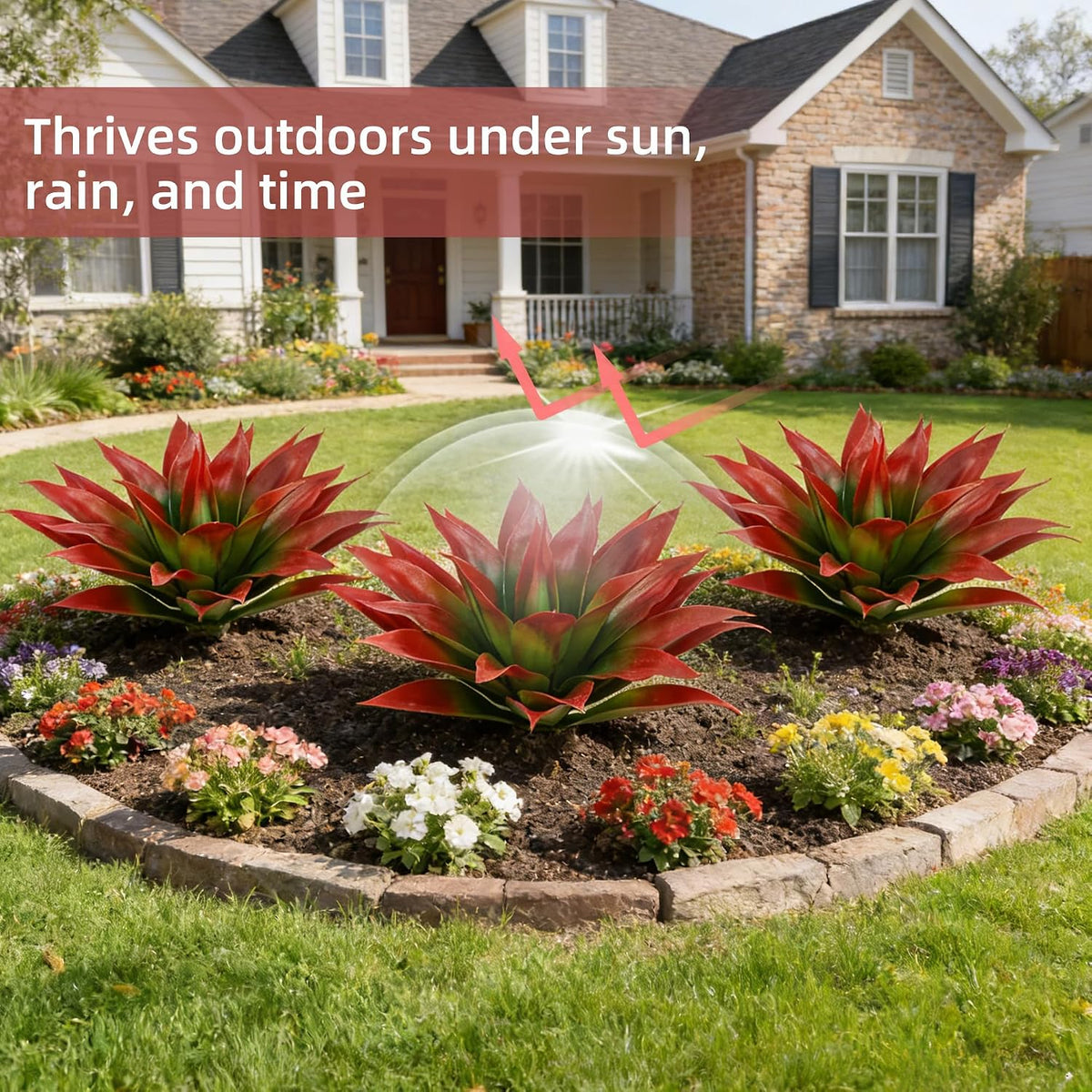 Wertuirk 22 Inch Artificial Agave Plant Outdoor UV Resistant, Red