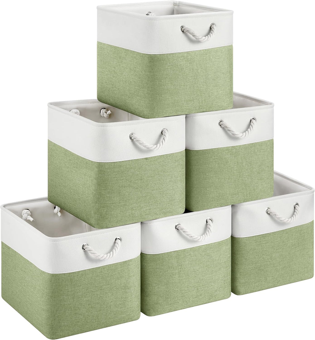 13x15x13 Inch Large Storage Bins with Cotton Rope Handles 6-Pack