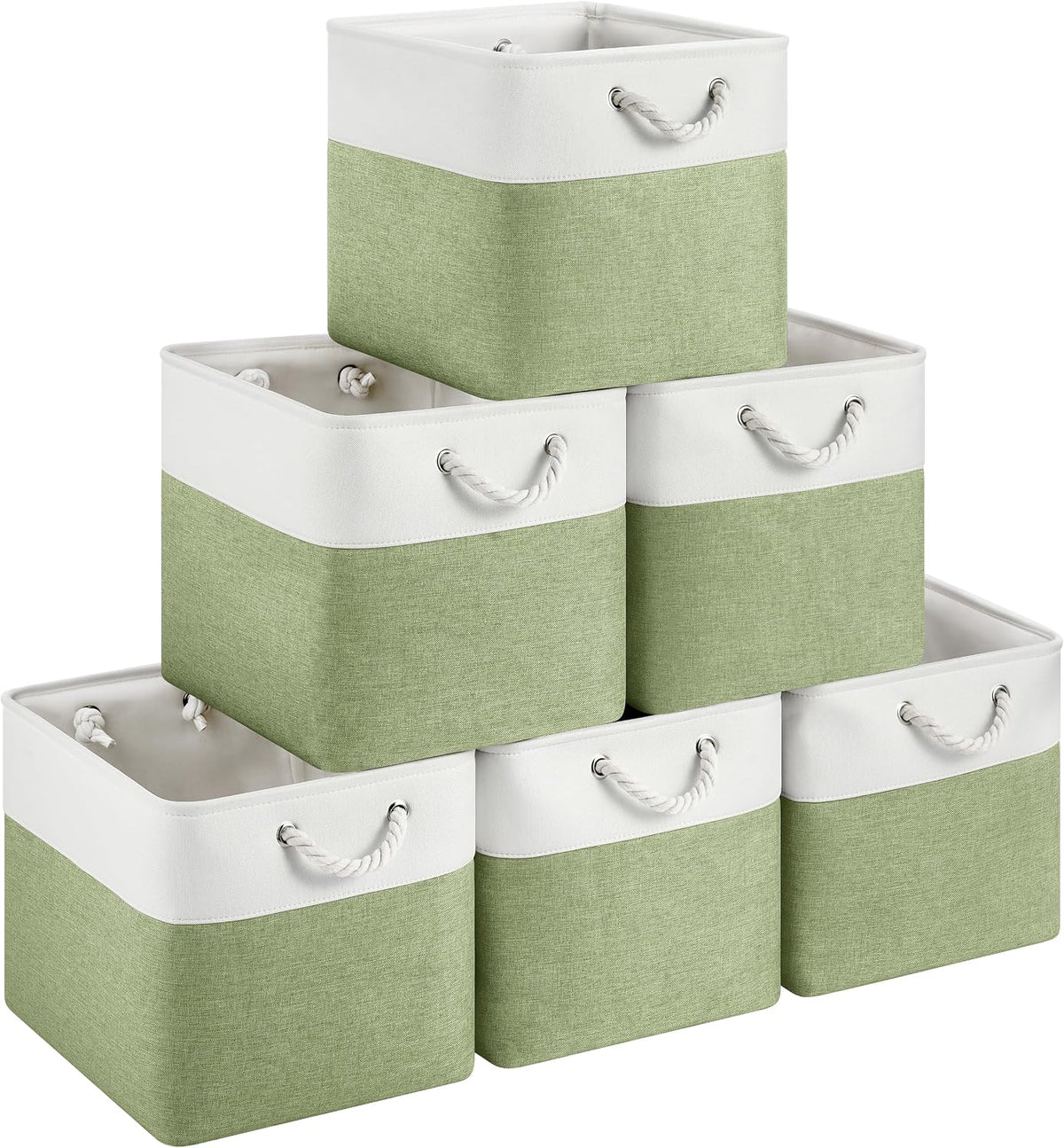 13x15x13 Inch Large Storage Bins with Cotton Rope Handles 6-Pack