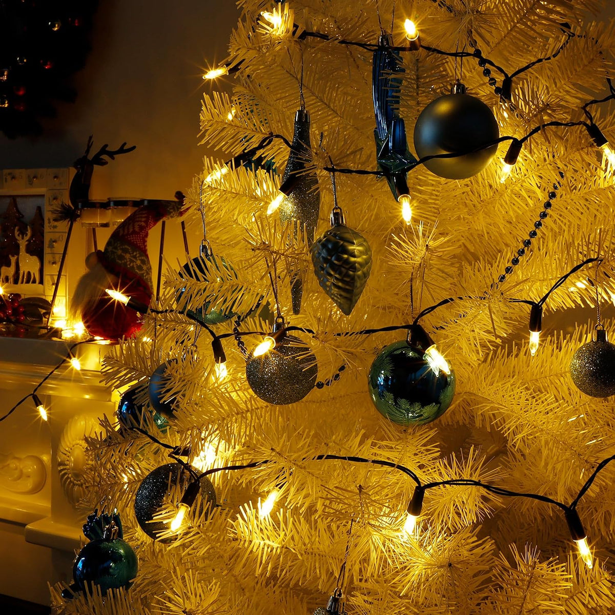 Joliyoou 16 Ft 50 LEDs Warm White Christmas String Lights