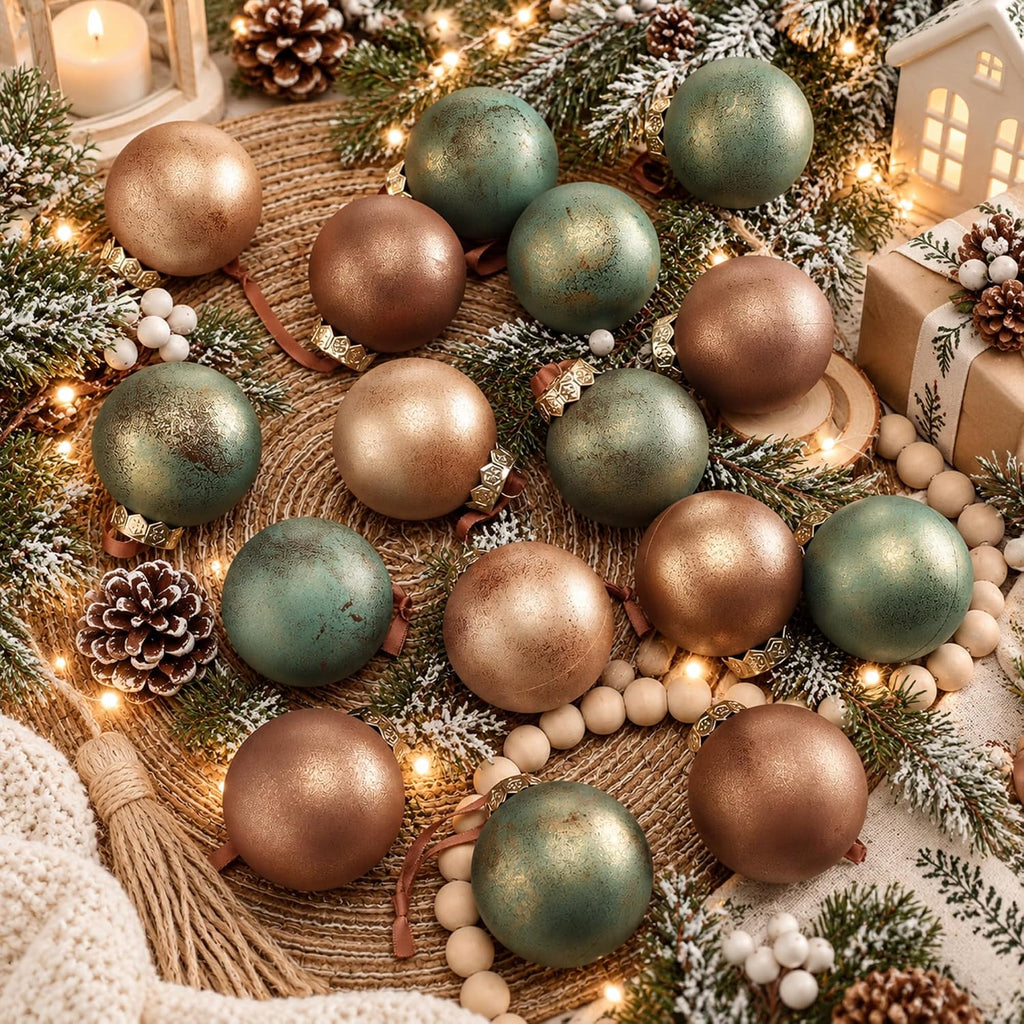 Yunlly 24 Pcs Textured Christmas Ornament 2.36'' Tree Decor,Green