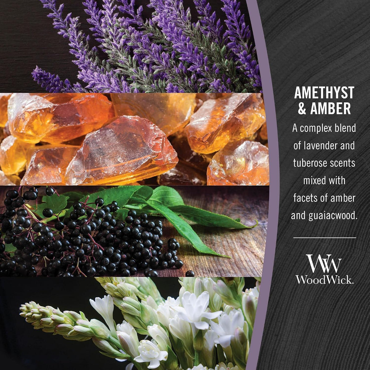 WoodWick Amethyst & Amber Gifts for Women and Men, 9.7 oz Medium Hourglass Candle with Crackling Wick (Pack of 4)