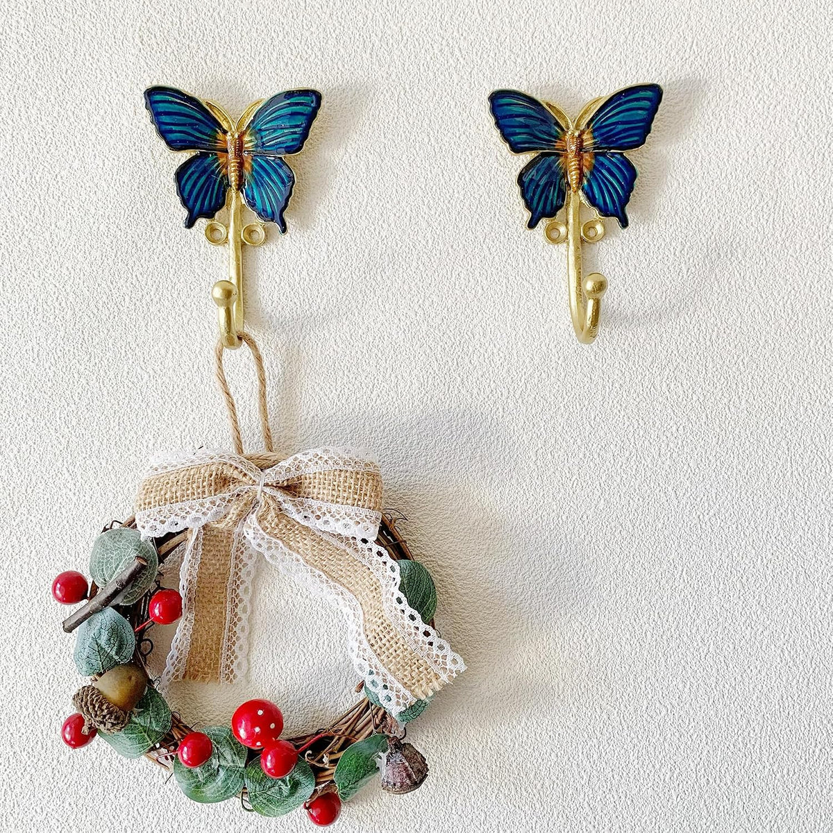 2 Pack Decorative Wall Hooks, Vintage Butterfly Shaped Metal Wall Hook for Hanging Coats Clothes Keys Hats Towels