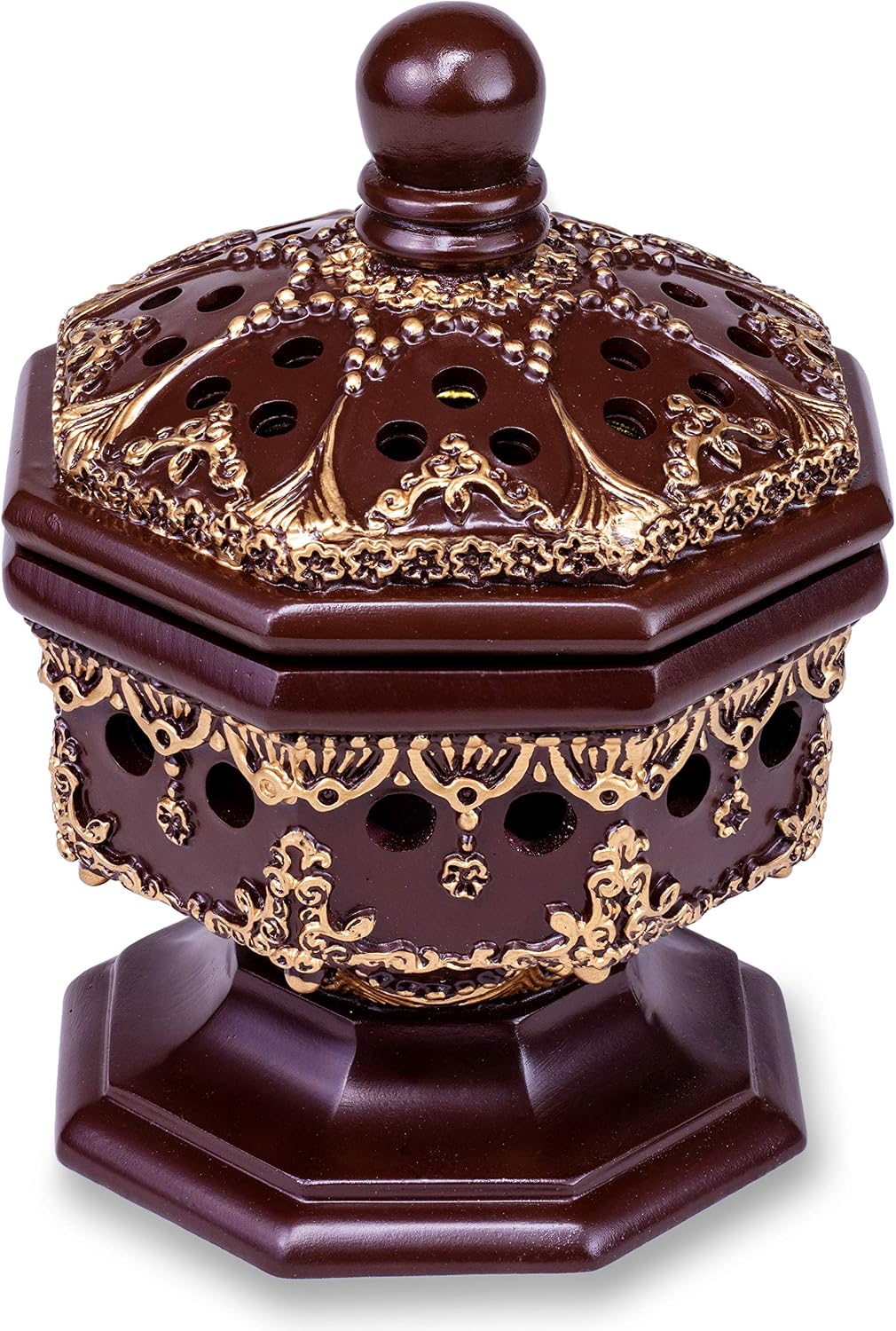 Charcoal Incense Burner Holder Luxury Octagon - Bakhoor Burner, Frankincense Resin Burner - for Office & Home Decor | Suitable for Incense Charcoal