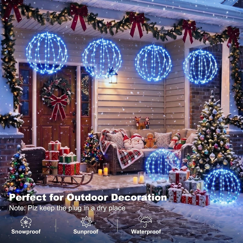 iBaycon 2 Pack Christmas Sphere Lights 11.8 in Battery Operated, Blue