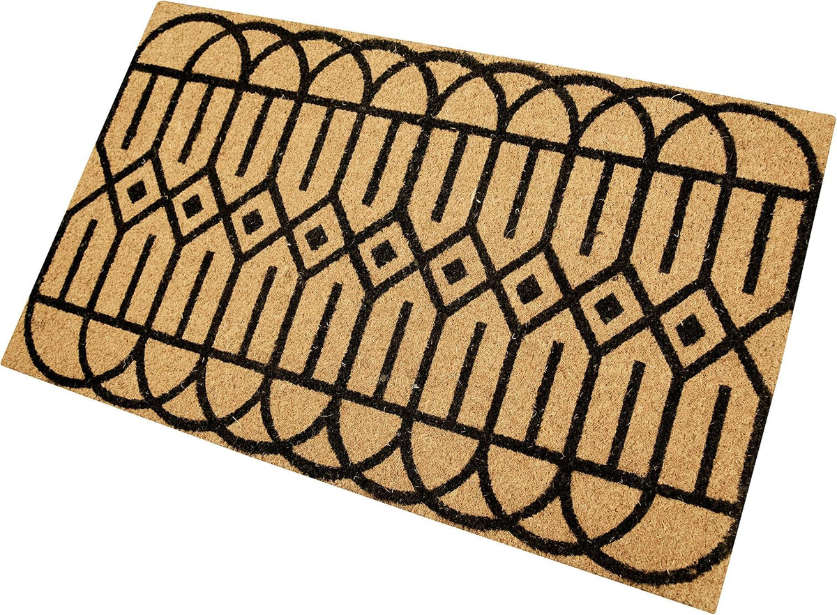 Ackland Coir Doormat | Clara Black Geometric | 18" x 30"