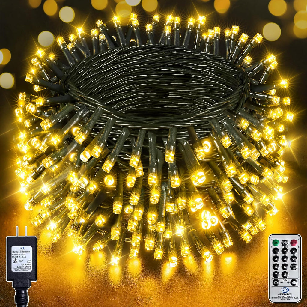 132FT 400 LED Warm White Fairy Lights, Dark Green Wire 8 Modes Timer, IP44 Waterproof Outdoor Indoor String Lights for Patio Garden Backyard Bedroom Classroom Weeding Christmas Decor