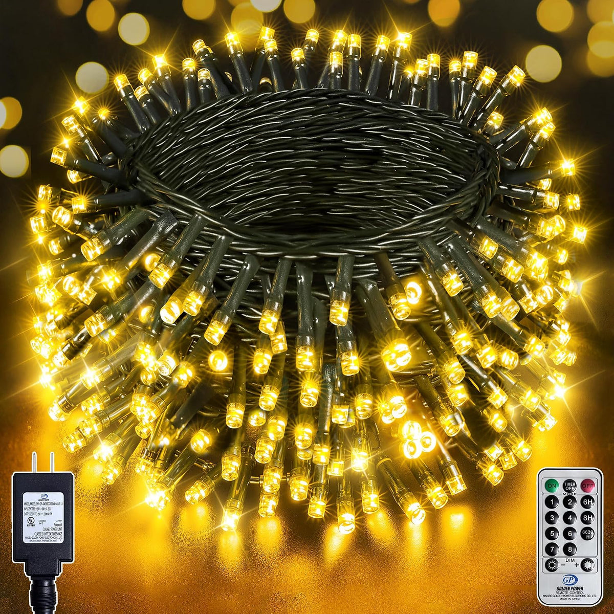 132FT 400 LED Warm White Fairy Lights, Dark Green Wire 8 Modes Timer, IP44 Waterproof Outdoor Indoor String Lights for Patio Garden Backyard Bedroom Classroom Weeding Christmas Decor