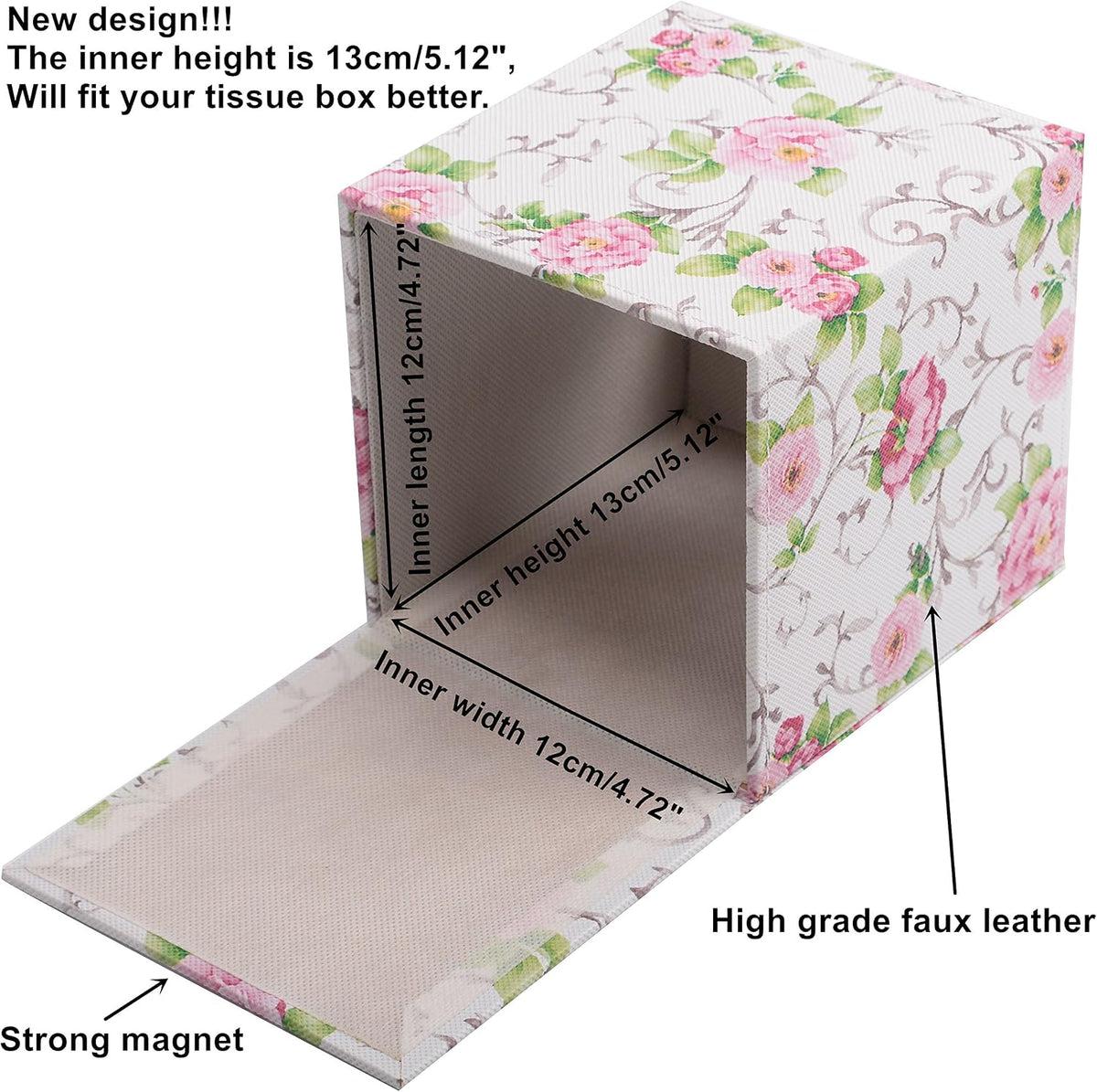 S Forever Home Decor Flower Pattern Faux Leather Tissue Box Cover (Square,Leopard)