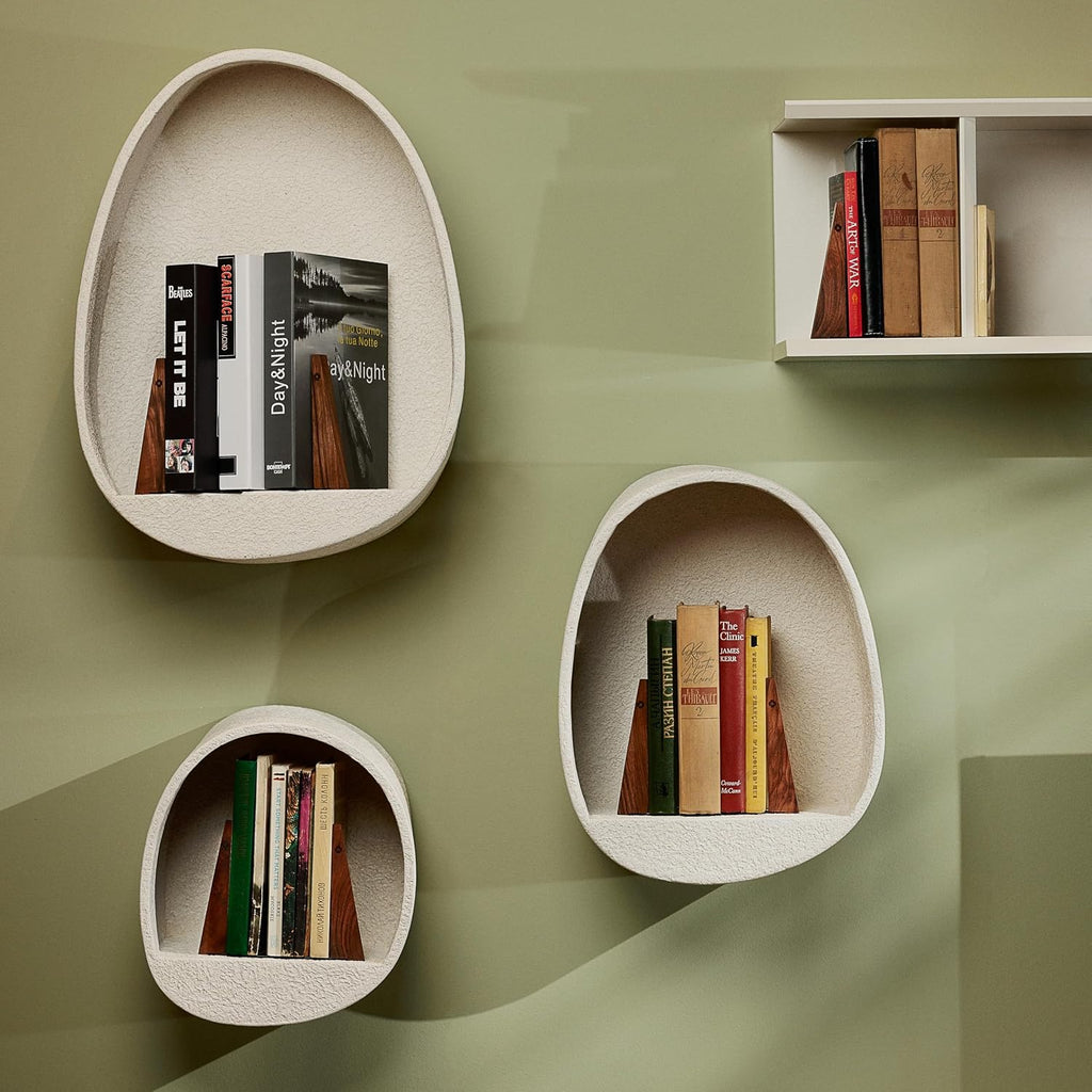 TILISMA Wooden Bookends for Shelves | Sturdy Book Ends with Metal Base