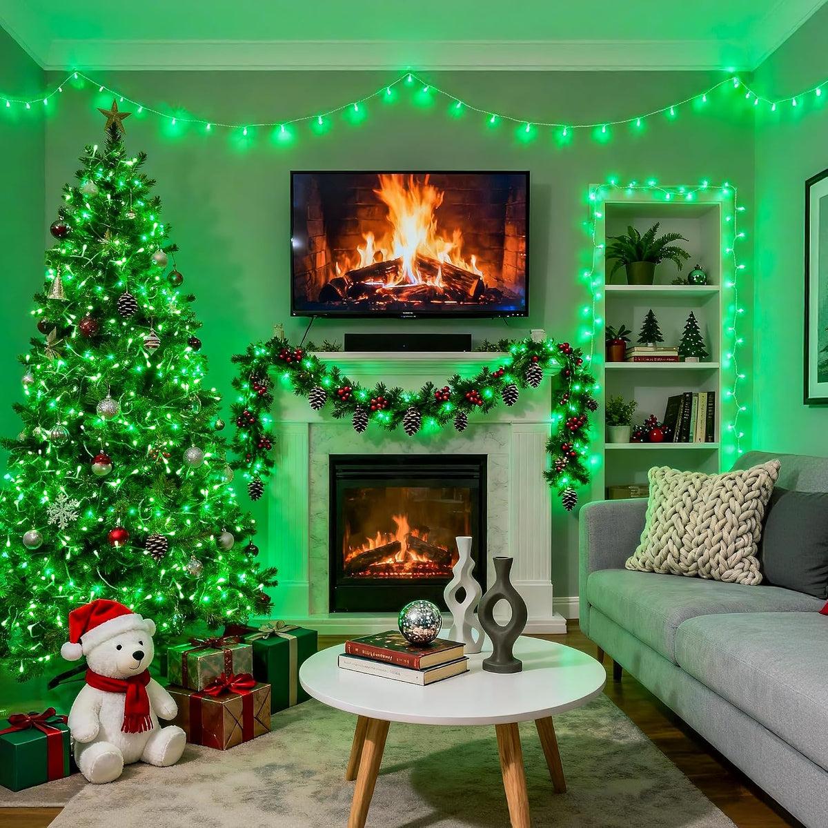 JMEXSUSS 200 LED Green Halloween Lights Indoor Outdoor Christmas Lights