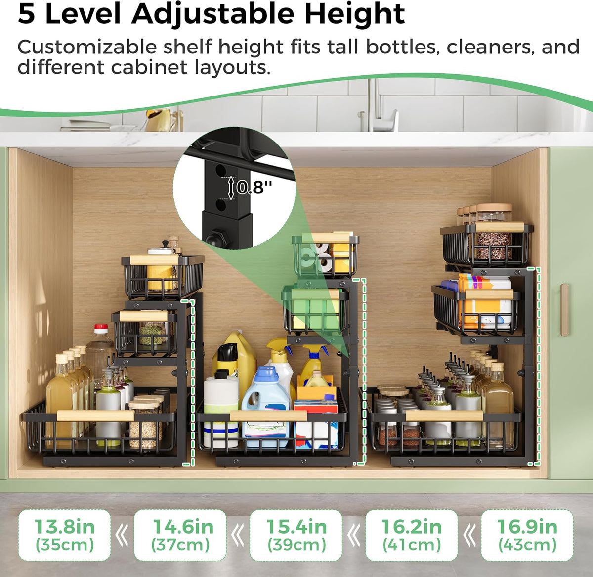 3 Tier Under Sink Organizer: Pull Out Cabinet Storage for Bathroom,1 Pack