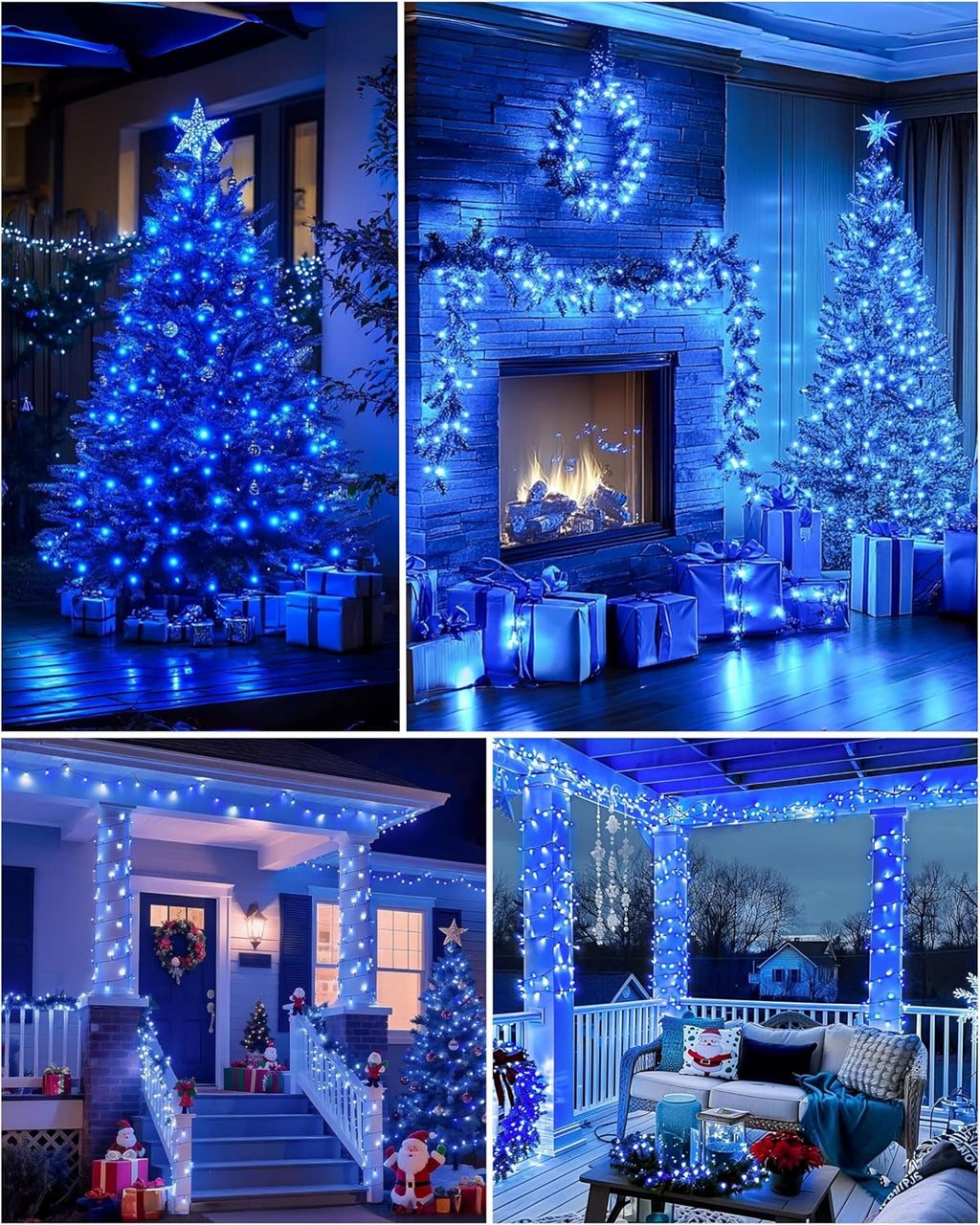 Christmas Lights 100 Count Incandescent UL Certified Connectable 21feet Blue Christmas String Lights for Tree Indoor Outdoor Xmas Wedding Christmas Decorations Valentines Day Decor Green Wire