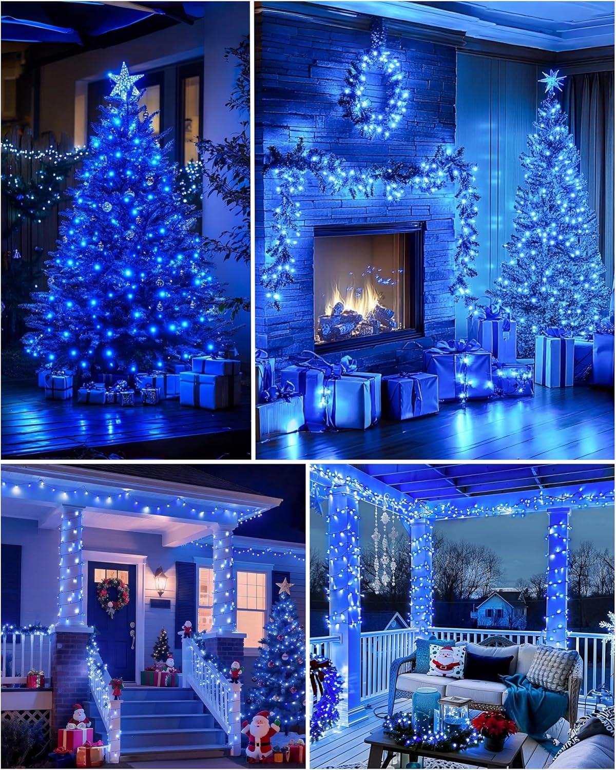Christmas Lights 100 Count Incandescent UL Certified Connectable 21feet Blue Christmas String Lights for Tree Indoor Outdoor Xmas Wedding Christmas Decorations Valentines Day Decor Green Wire