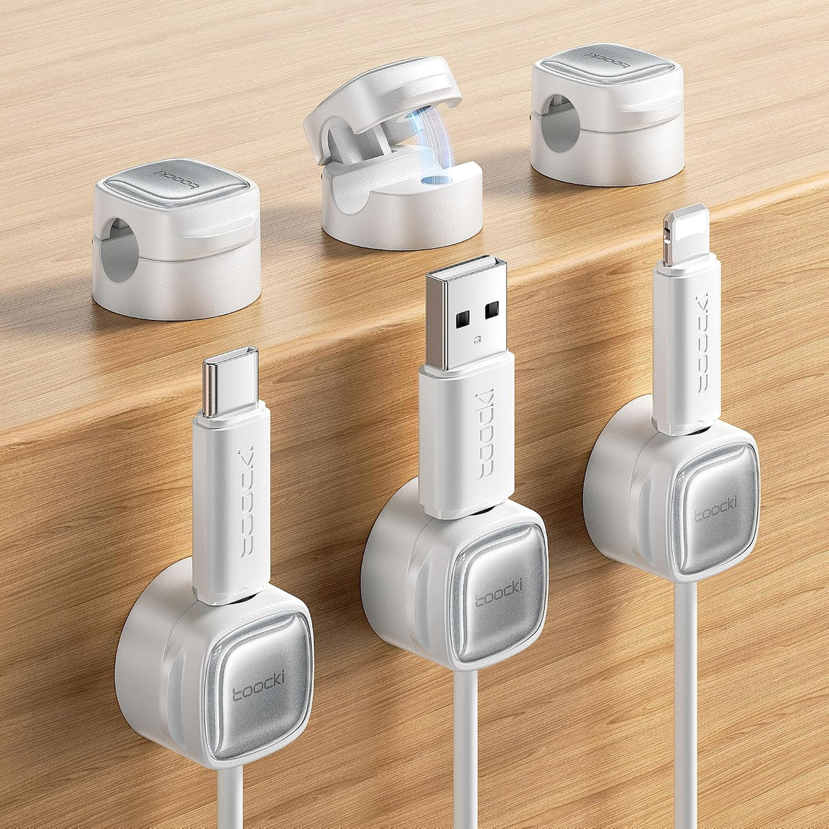Toocki 6 Pack Magnetic Cable Clips, White