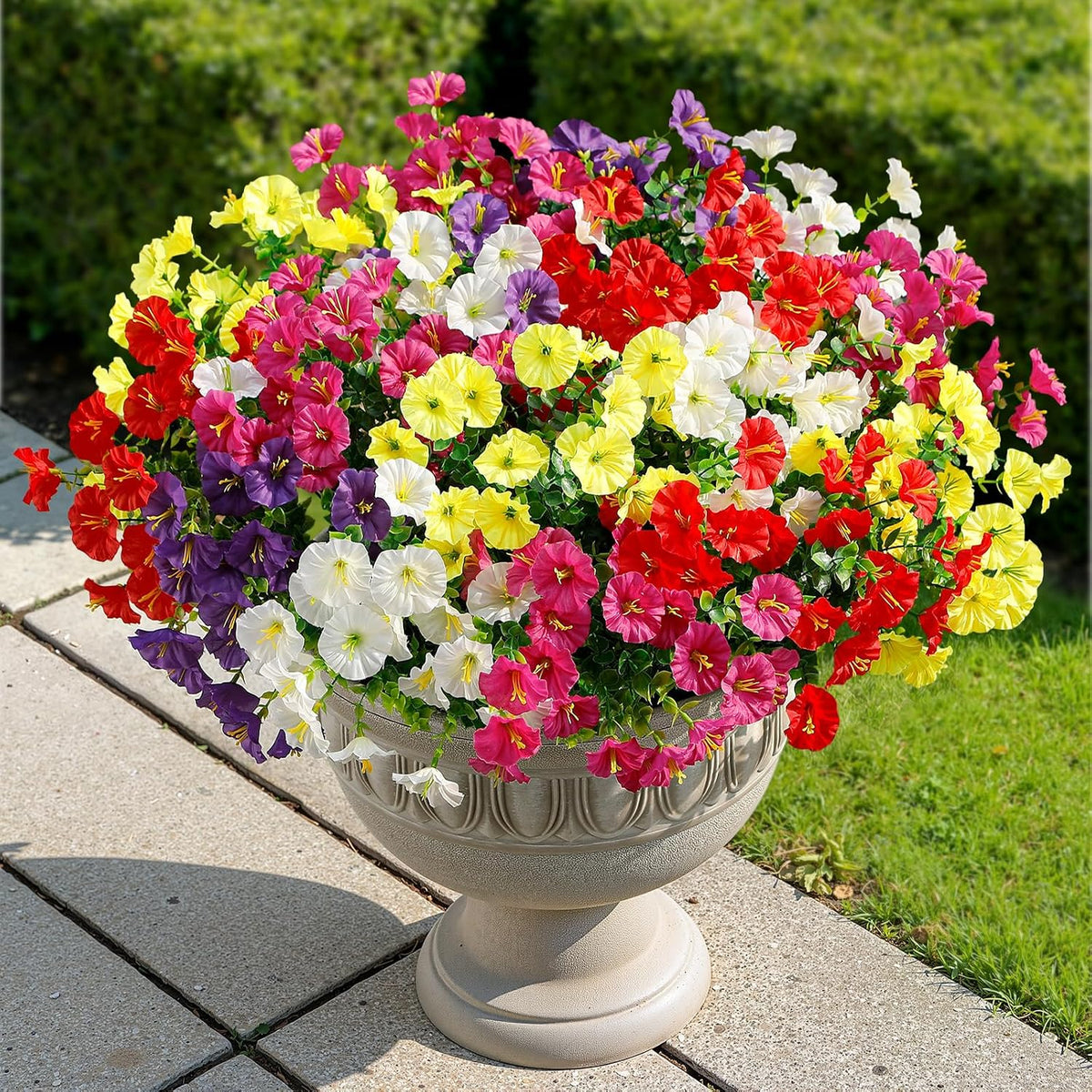 Alupssuc 24 Bundles Artificial Petunia Flowers UV Resistant for Outdoor