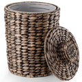 Tidita Wicker Trash Can with Lid, Wicker Waste Basket 1.5Gallon,Black Color