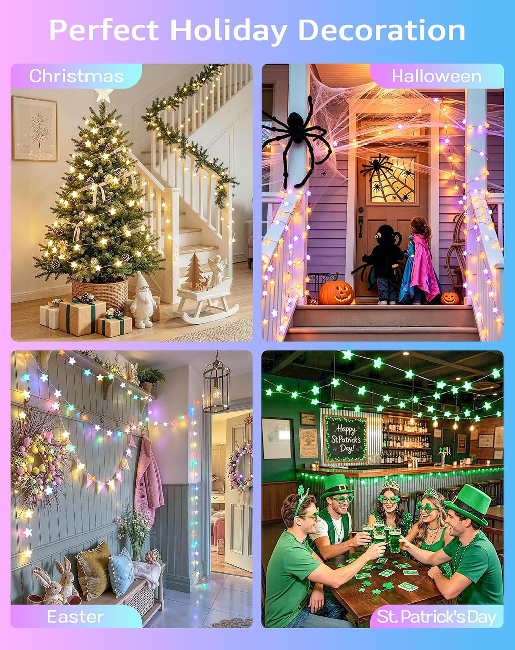 JMEXSUSS 33FT 66 LED Color Changing Smart Star String Lights for Bedroom