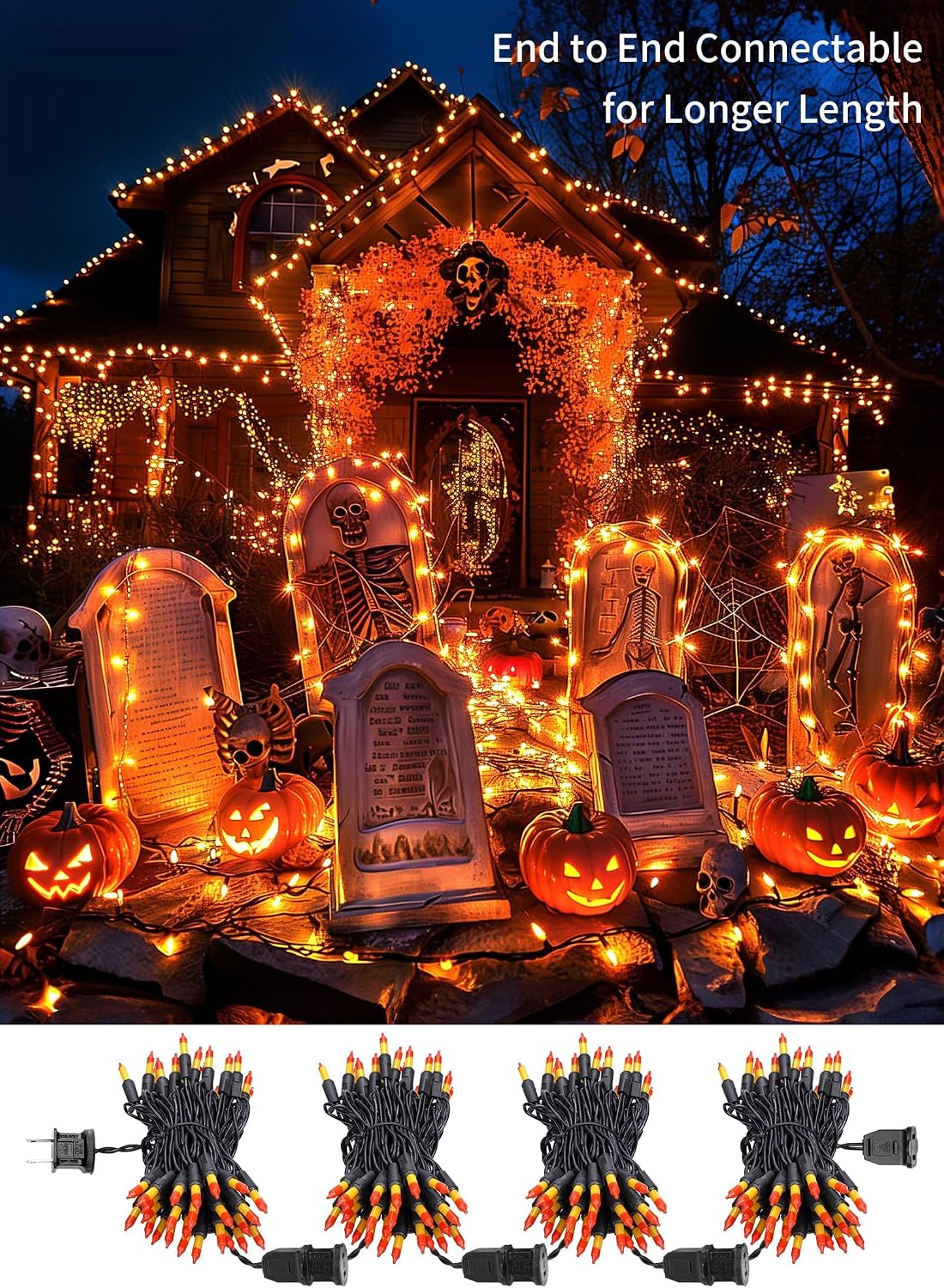Brightown Orange Halloween Mini Lights, 50 Count 10 Feet Mini String Lights