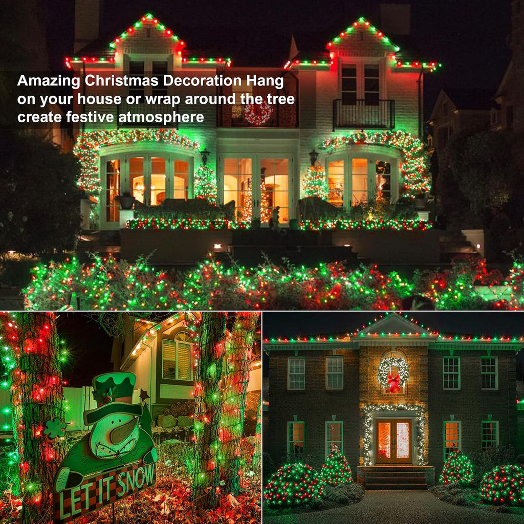 Brizled Red & Green Gentle Twinkle Christmas Lights, 100 LED Connectable