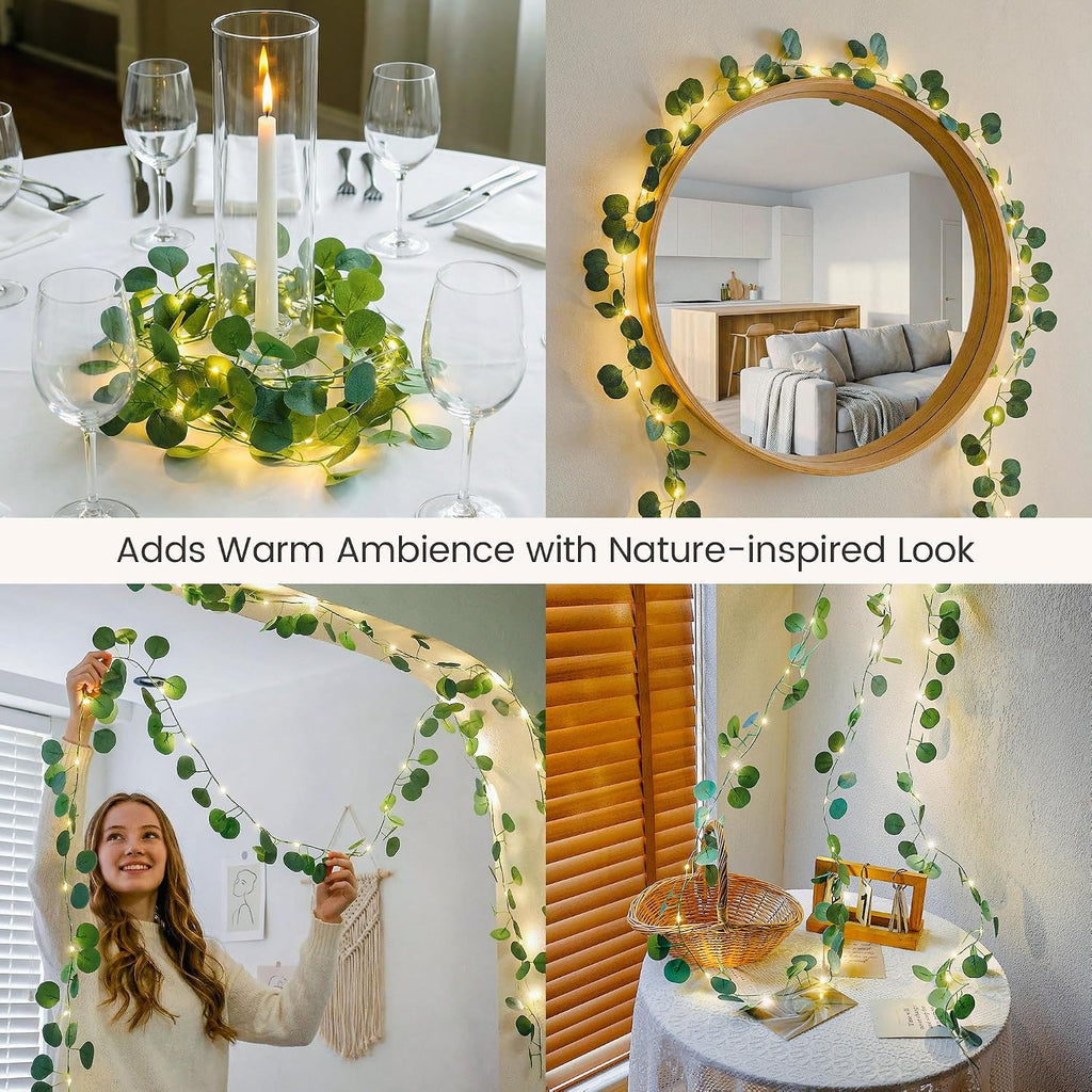 Eucalyptus Garland with 40 LED Fairy Lights, USB & Battery Powered