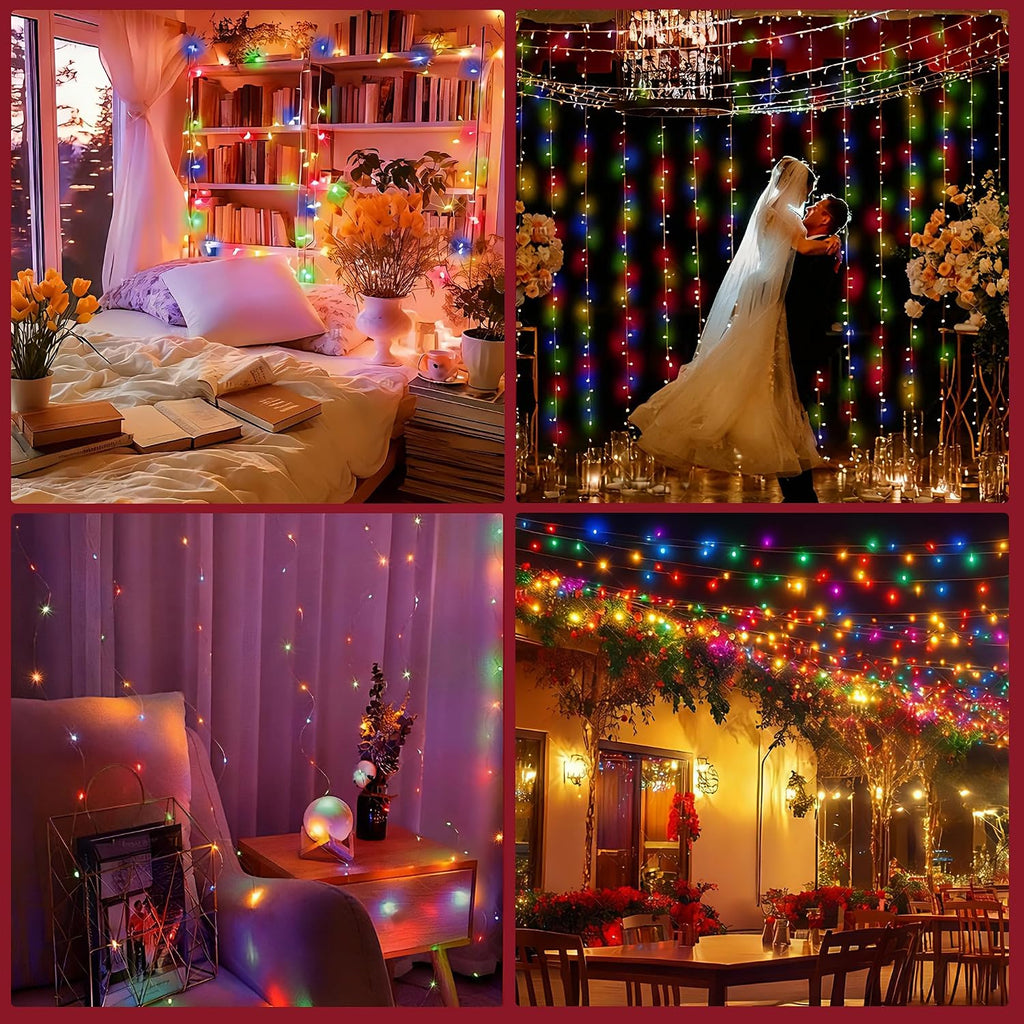 Christmas Lights Outdoor,66ft Multicolor Christmas String Lights - Remote
