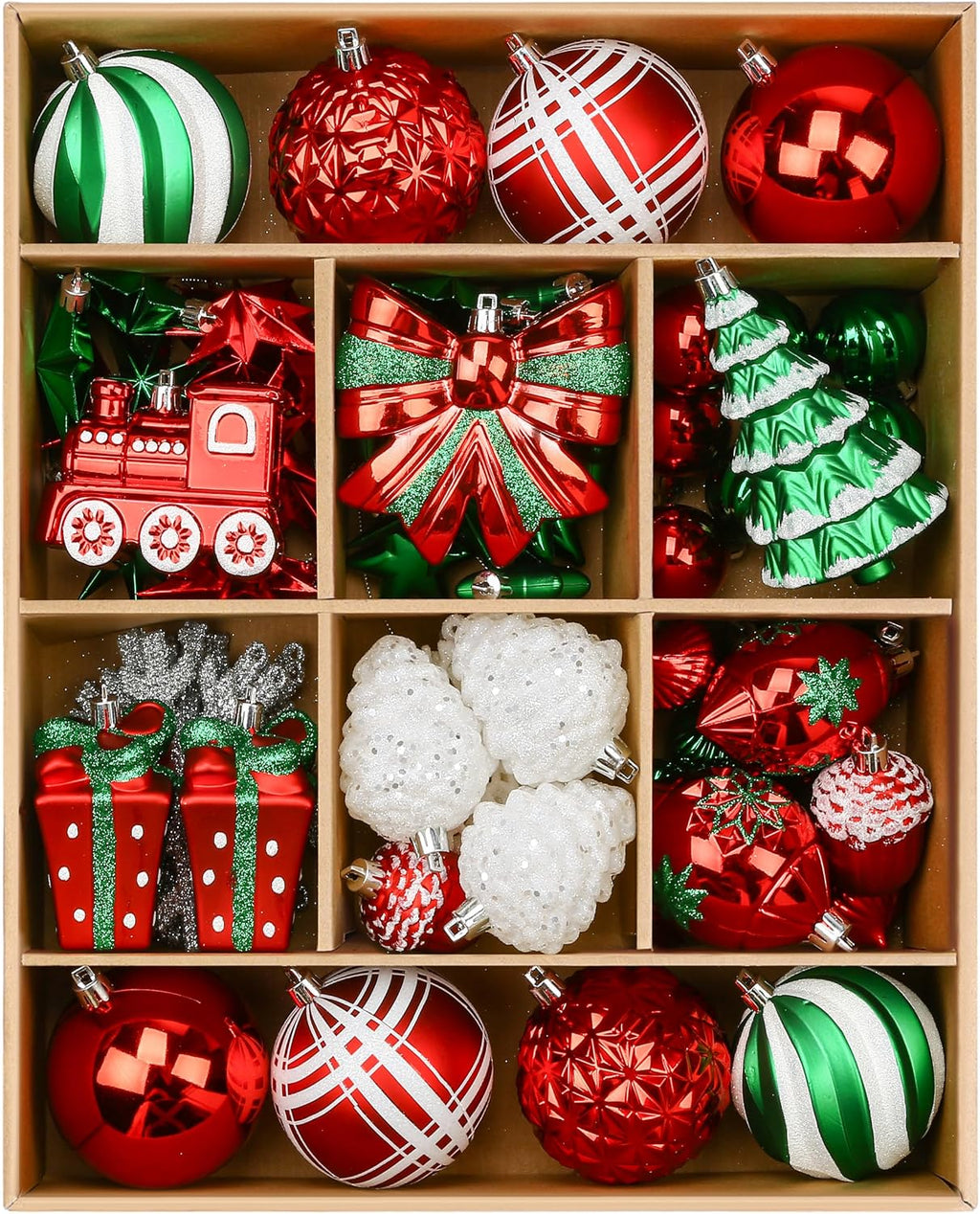 Alupssuc 82pcs Classic Christmas Balls Ornaments Set, Red, White and Green