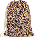 Canvas Laundry Bag with Shoulder Strap & Drawstring, Leopard, 23"W x 29"H