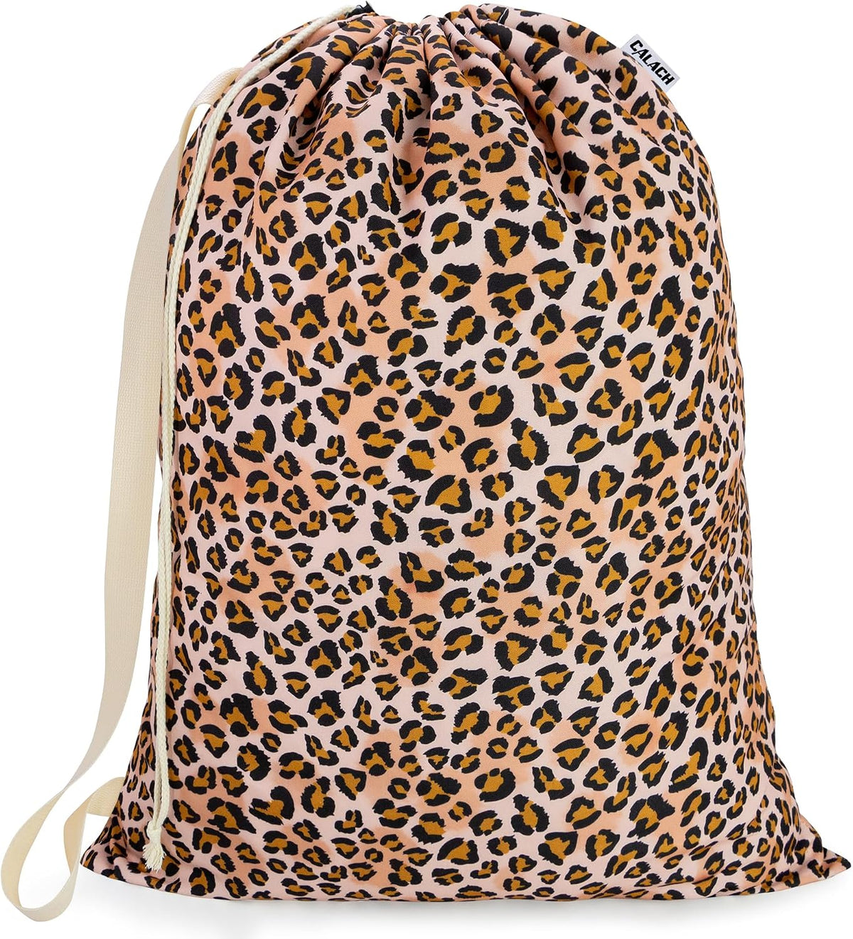 Canvas Laundry Bag with Shoulder Strap & Drawstring, Leopard, 23"W x 29"H