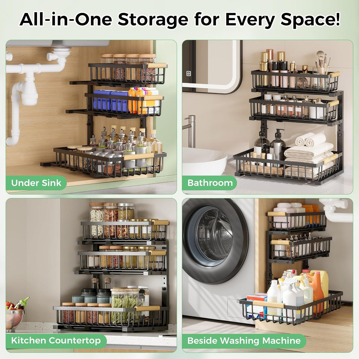 3 Tier Under Sink Organizer: Pull Out Cabinet Storage for Bathroom,1 Pack
