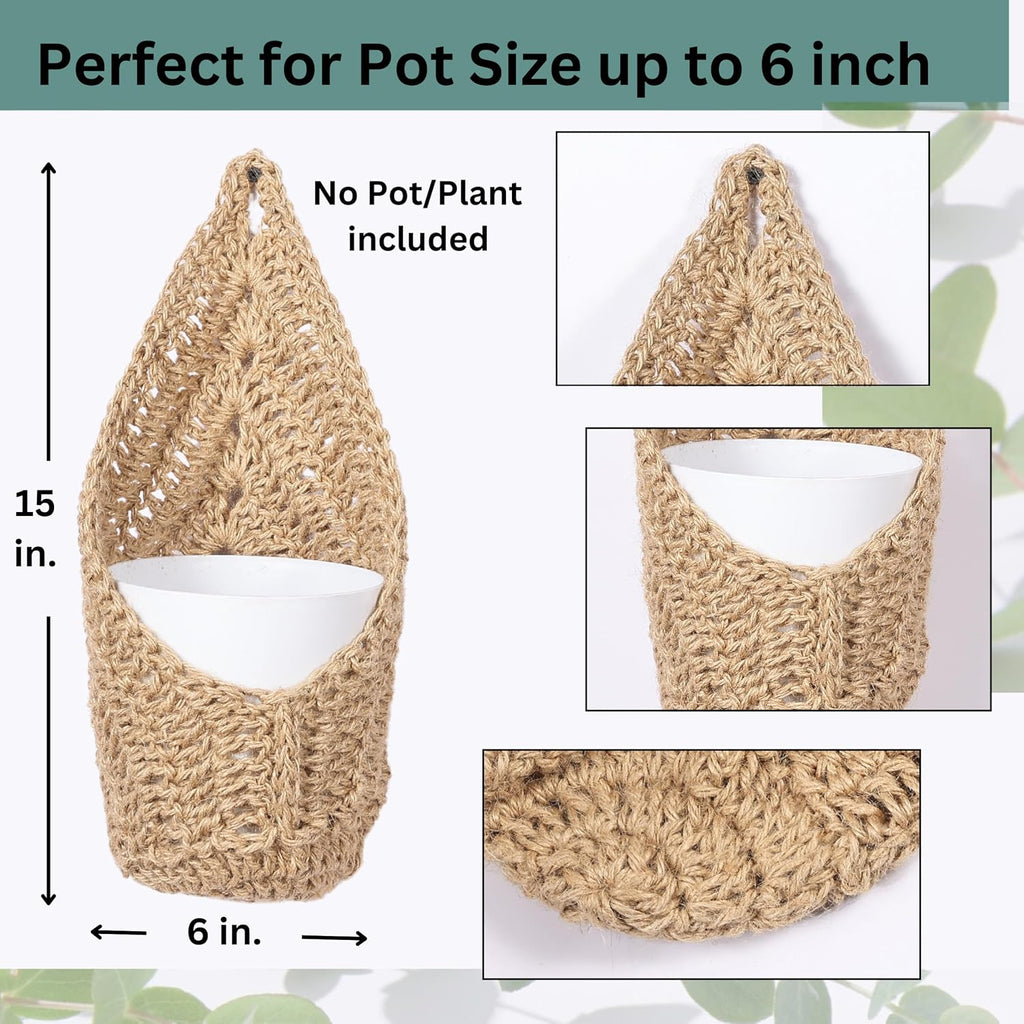 2 Pack Macrame Wall Plant Hanger for 6 inch, Wall Plant Basket