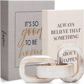 Modern Decorative Books Set of 2 Premium Linen Hardcover Faux Book Box with Reliable Magnetic Closure & Paulownia Wooden Chain