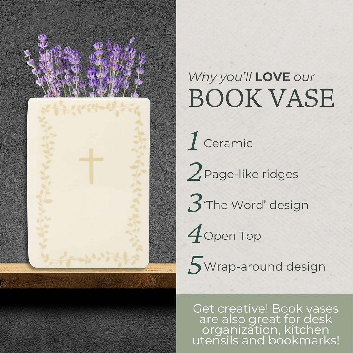 Steel Mill & Co. Ceramic Book-Shaped Vase, The Word