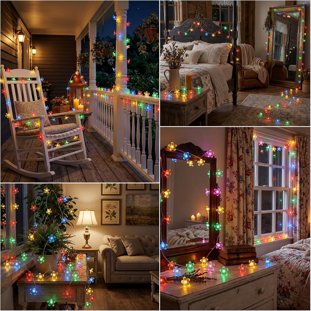 ITICdecor Flower String Lights Battery Operated 15FT 30LED Multicolor