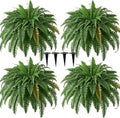 4PCS 45in Fake Ferns- Outdoor Faux Plants, Large UV Resistant Artificial Ferns for Outdoors, Weatherproof Faux Boston Fern Realistic Fake Artificial Plant for Porch Home Garden Patio Hanging Decor