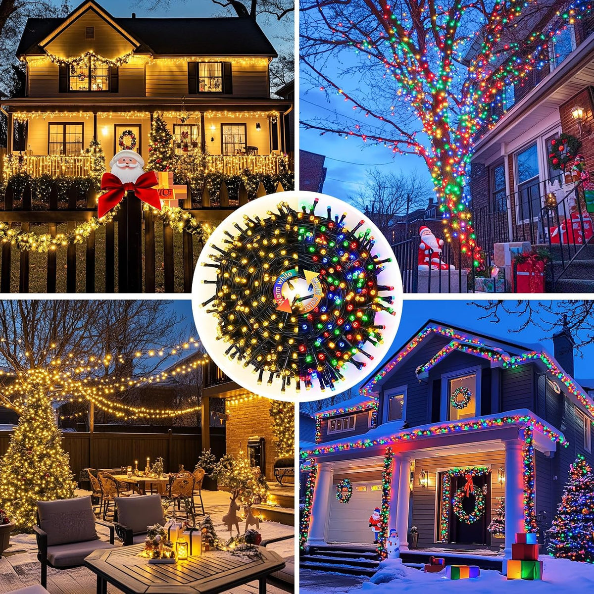 JMEXSUSS 200 LED Color Changing Christmas Lights, Warm White & Multicolor