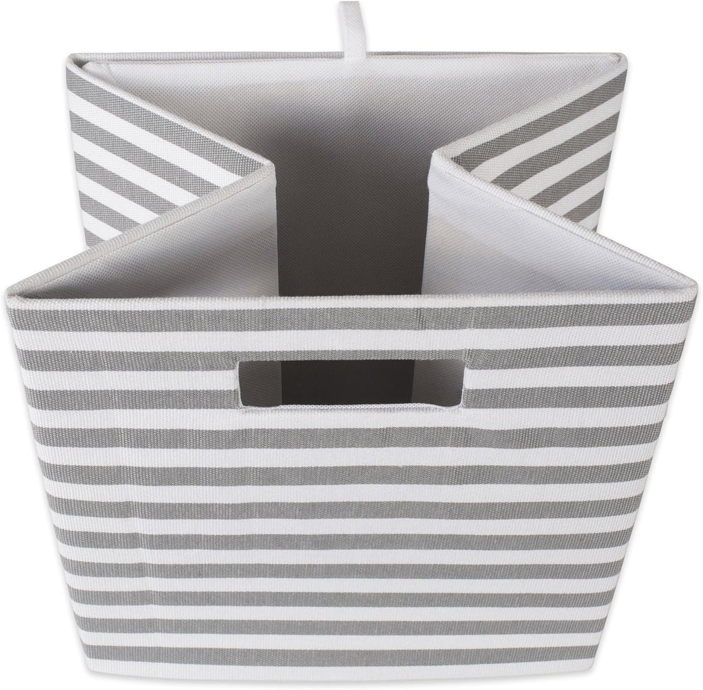 DII Collapsible Polyester Storage Cube, Pinstripe, Gray, Large