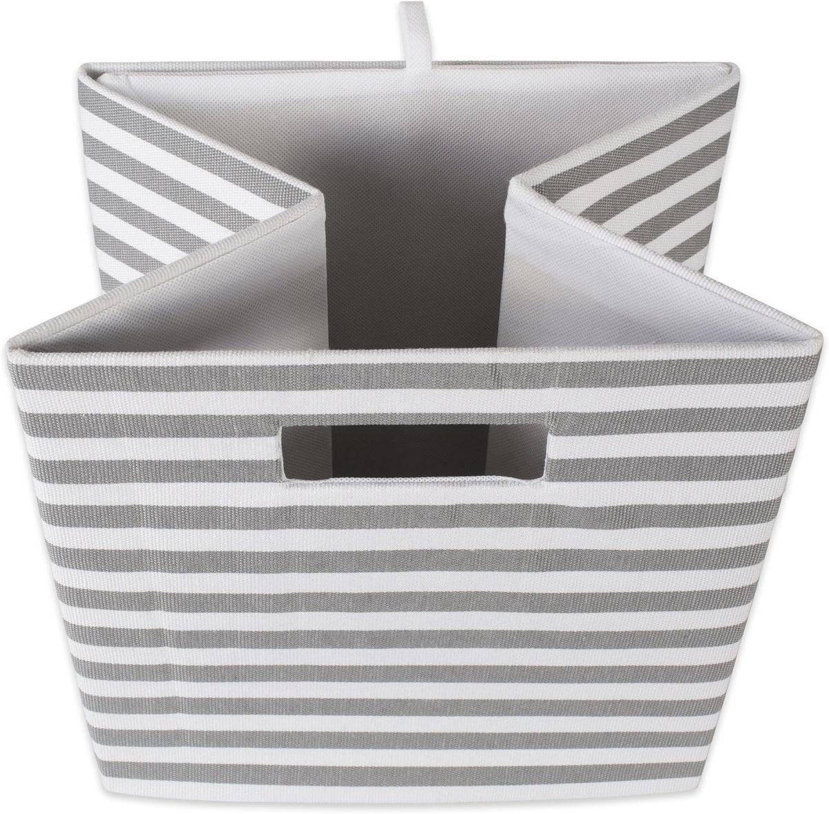 DII Collapsible Polyester Storage Cube, Pinstripe, Gray, Large