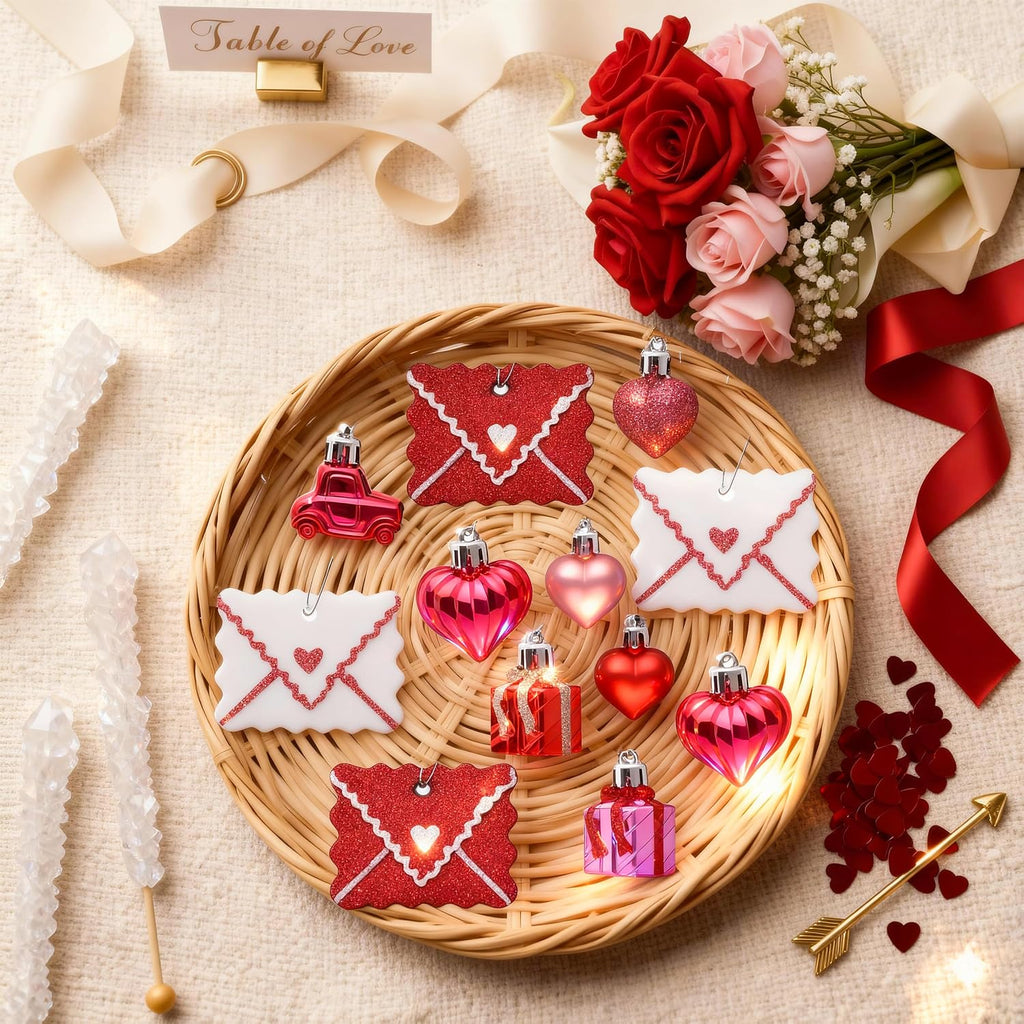 DecorbyHannah 45ct Mini Christmas Ornaments Set Tree Decorations Pink