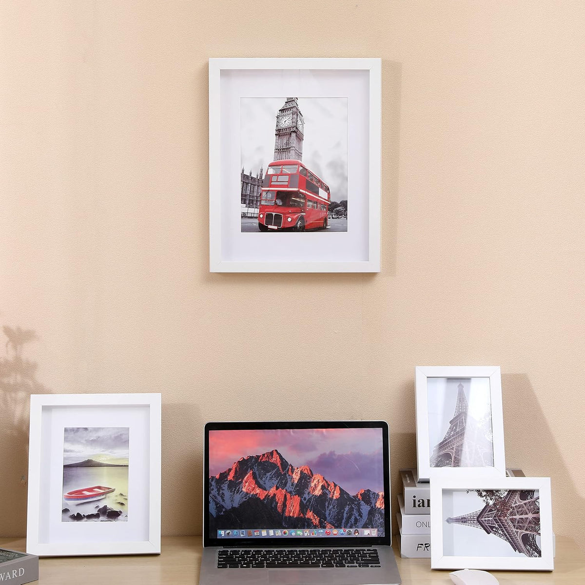 Muzilife 8x10 Shadow Box 3D Picture Frame with Mat, Wood, 1 Pack, White