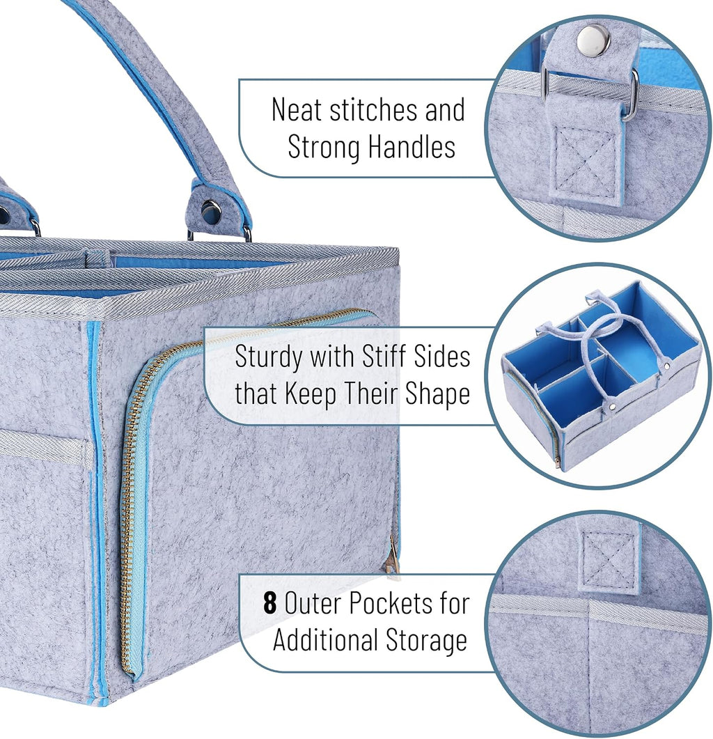 Mr. Pen- Large Baby Diaper Caddy Organizer, 2 Pack, Blue Inside