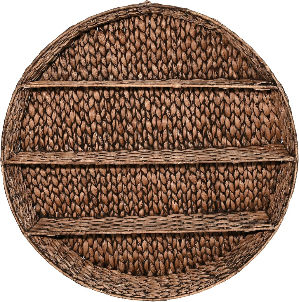 happimess Annulus 3-Shelf Circular Hyacinth Wall Rack 24.6", Brown