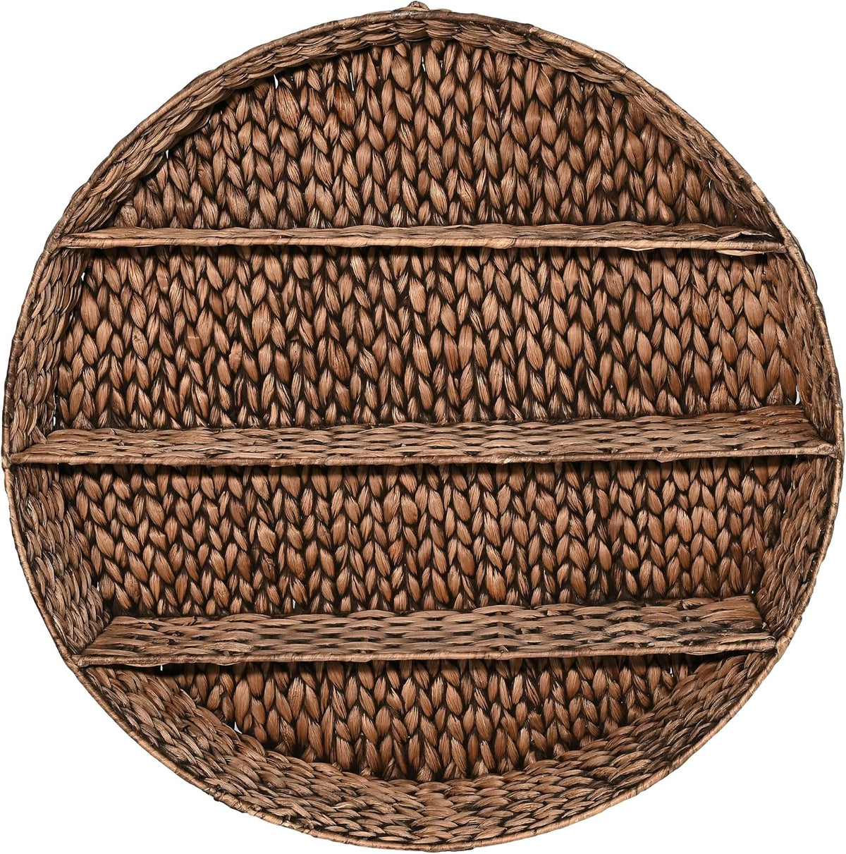 happimess Annulus 3-Shelf Circular Hyacinth Wall Rack 24.6", Brown