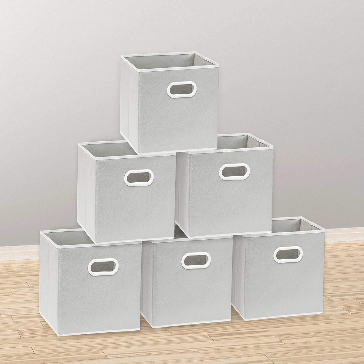 Simple Houseware 11-Inch Foldable Cube Storage Bins with Handles, Gray