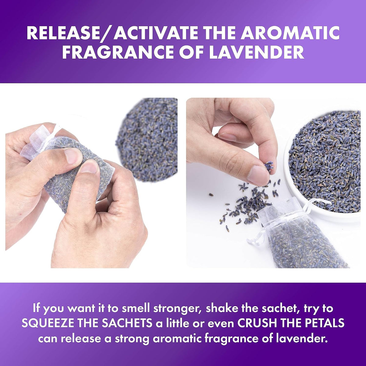 Lavande Sur Terre French Lavender Sachets for Drawers and Closets Fresh Scents, Set of 24, Home Fragrance Sachet for Closets and Drawers, White, LV-C-24-2