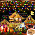 Hezbjiti 2Pack Total 800LED Ice Lights 33FT Christmas Lights String Lights Outdoor Decoration 8 Modes 150 Drops Fairy Lights for Eaves Party Yard Garden Xmas Decor（Multicolor）