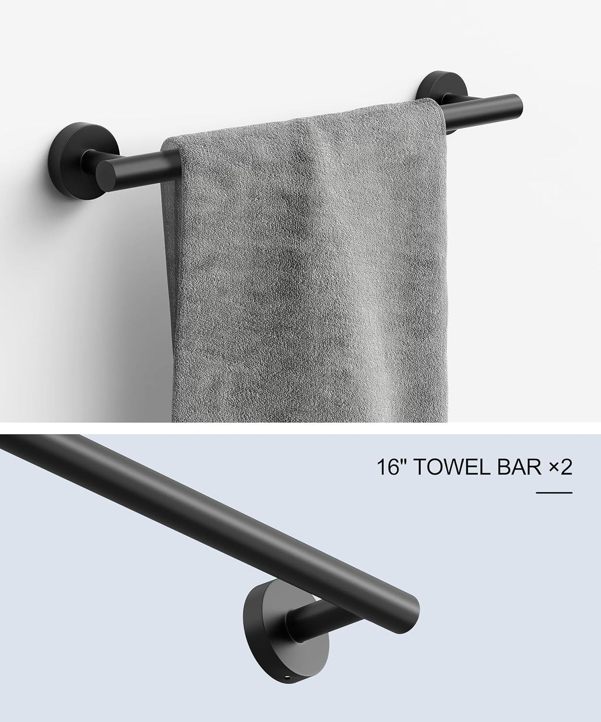 12 Pcs Matte Black Bathroom Hardware Accessories Set SUS304 Stainless Steel
