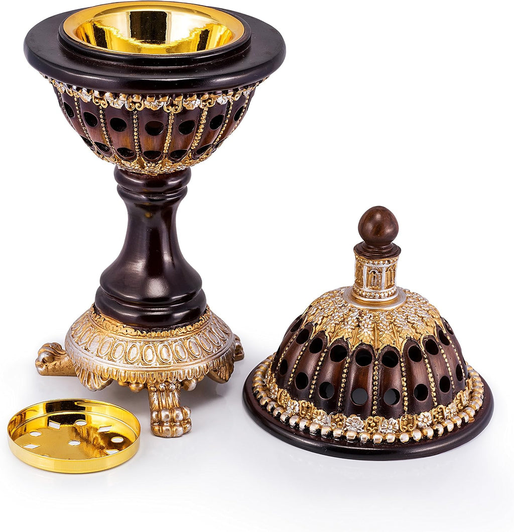 AM Luxury Globe Incense Burner - Bakhoor Cone Holders | Frankincense Charcoal Burner | Mabkhara | for Office & Spiritual Décor (Brown)