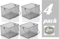 YBM Home Mesh Wire Food Storage Organizer Bin Basket with Handle for Kitchen Pantry, Cabinets, Bathroom, Laundry Room, Closets, Garage - Rectangle Metal Farmhouse Mesh Basket, 4 PACK